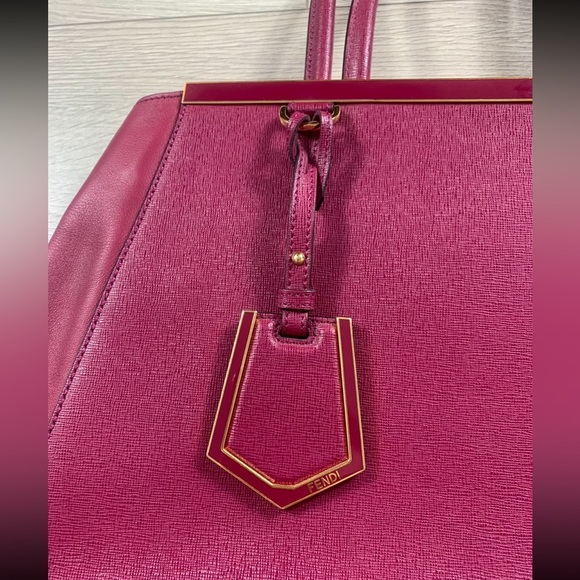 Fendi Medium 2Jours Fuchsia Pink Leather Satchel Tote - Picture 5 of 16